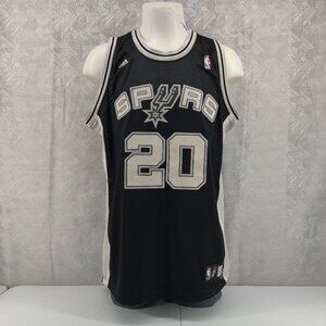 San Antonio Spurs Jersey Mens Large Black NBA Basketball Manu Ginobili 20 Adidas